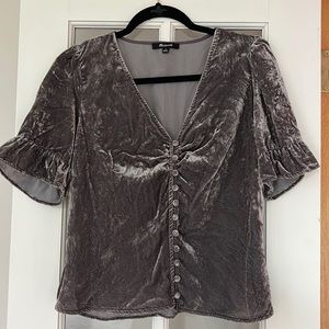 Madewell crushed silver/grey velvet blouse, excellent condition.